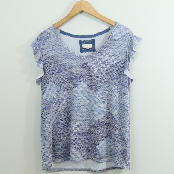 Cupio Knit Flutter Ruffle Sleeve Top - Picture 1 of 7